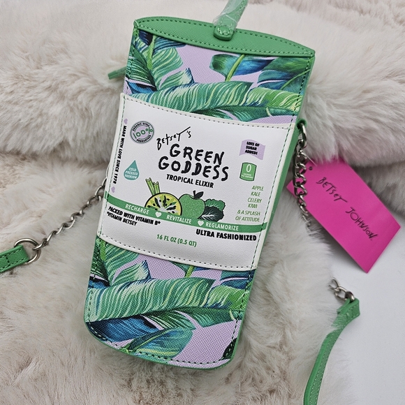 Betsey Johnson green goddess tropical elixir novelty smoothie faux leather‎ bag - Picture 3 of 8